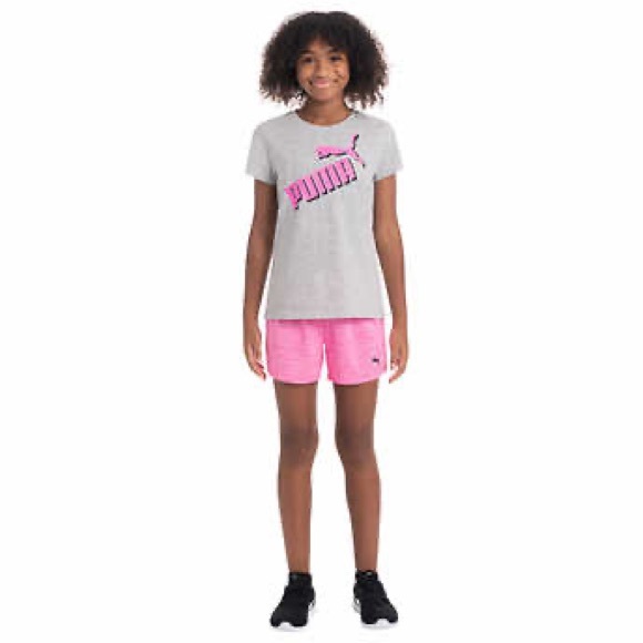 PUMA 4 Piece Short Set Shirt + Shorts Matching Active Set NWT Back to School - Picture 3 of 11